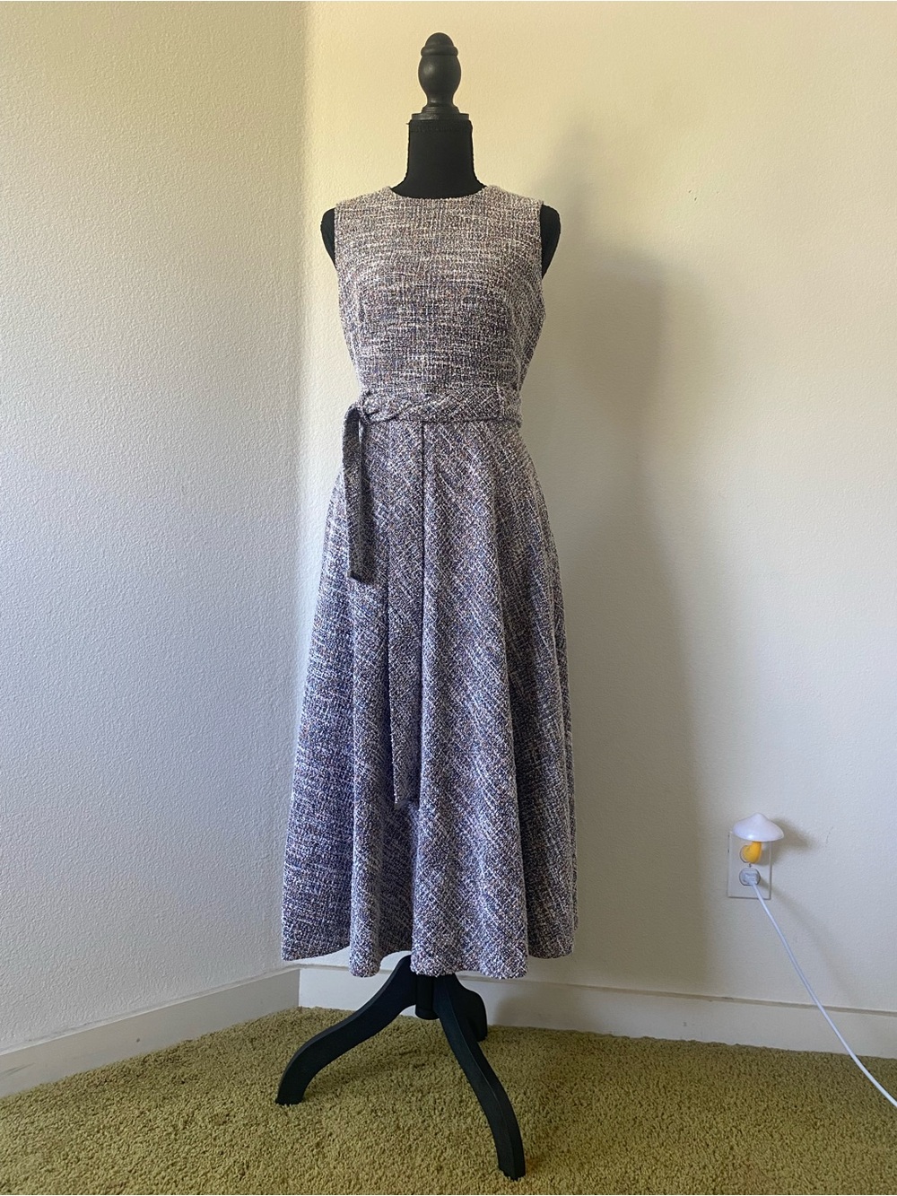Calvin Klein Sleeveless Multicolor Tweed Midi Dress